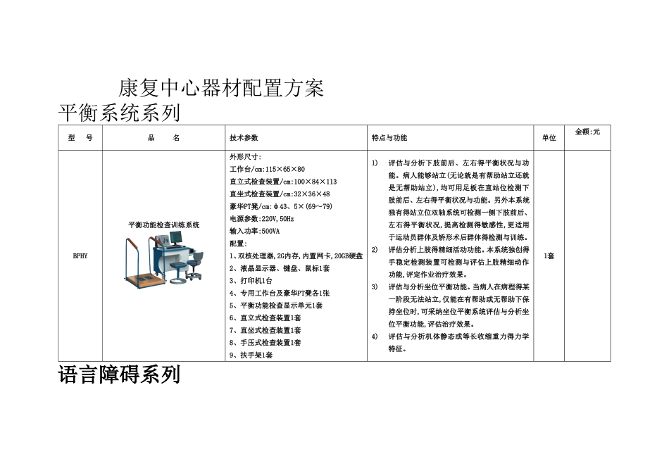 康复中心器材配置方案_第1页