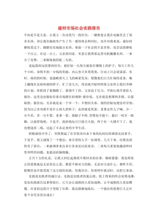 建材市场社会实践报告