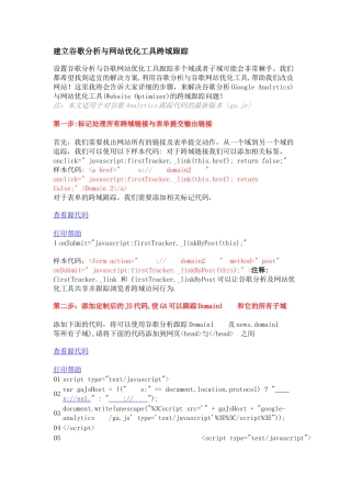 建立谷歌分析与网站优化工具跨域跟踪