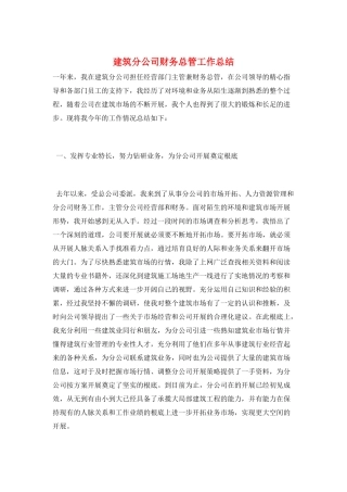 建筑分公司财务总管工作总结