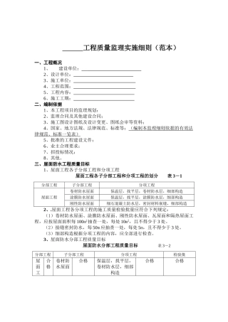 建筑屋面防水工程质量监理实施细则