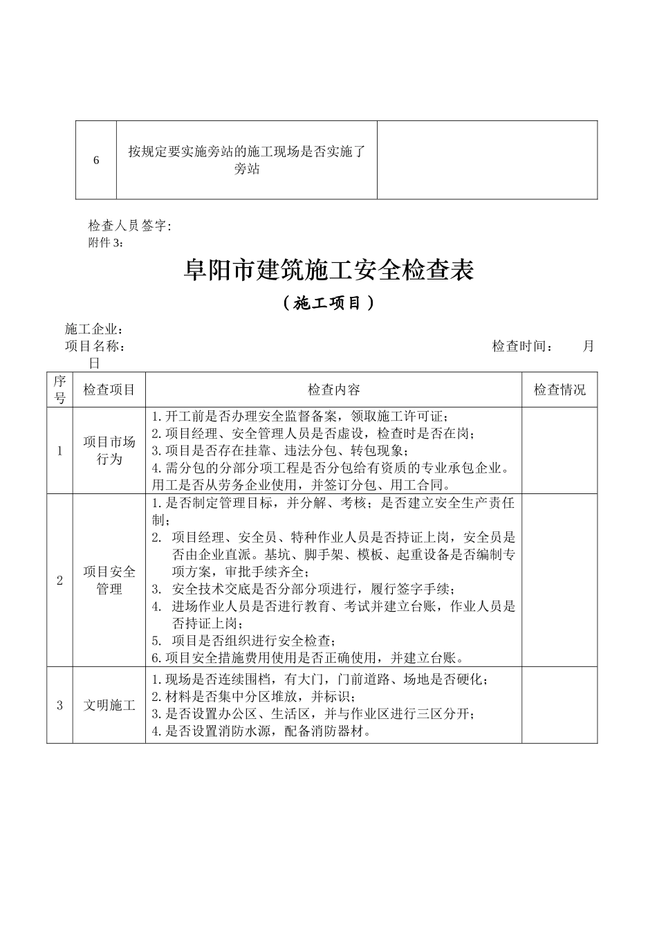 建筑工地安全检查表_第3页
