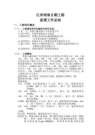 建筑工程监理工作总结w