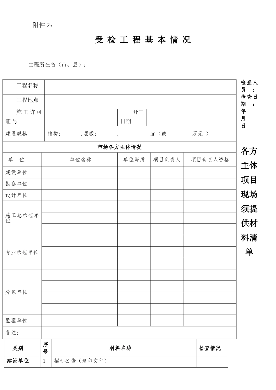 建筑施工市场行为检查表_第1页