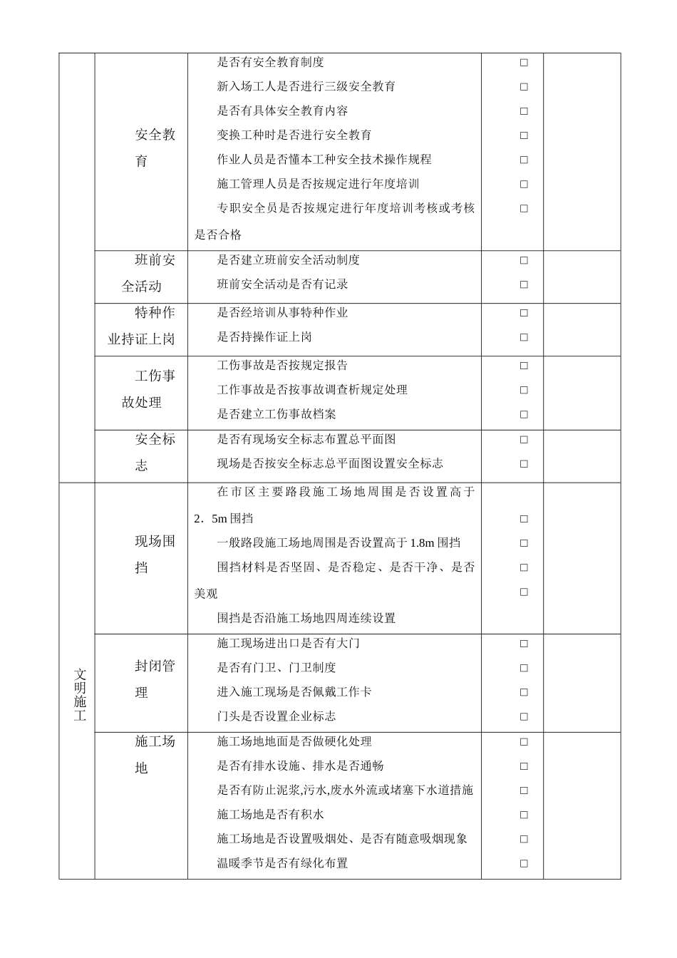 建筑施工现场安全检查表_第2页