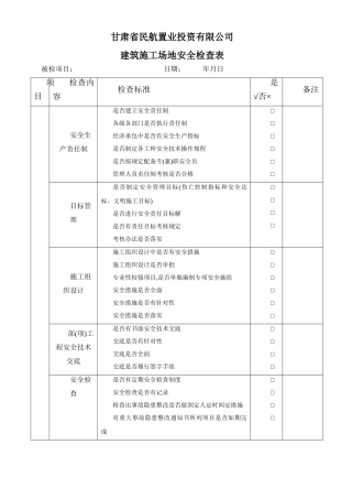 建筑施工现场安全检查表