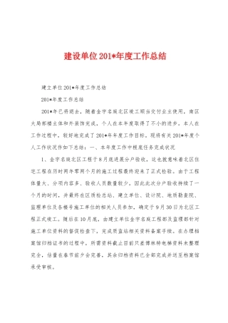 建设单位2025年年度工作总结