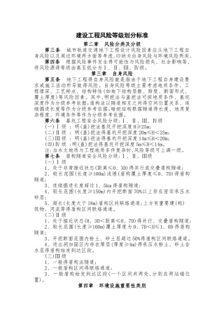 建设工程风险等级划分标准