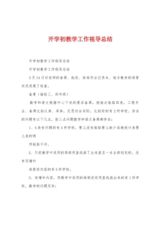 开学初教学工作视导总结