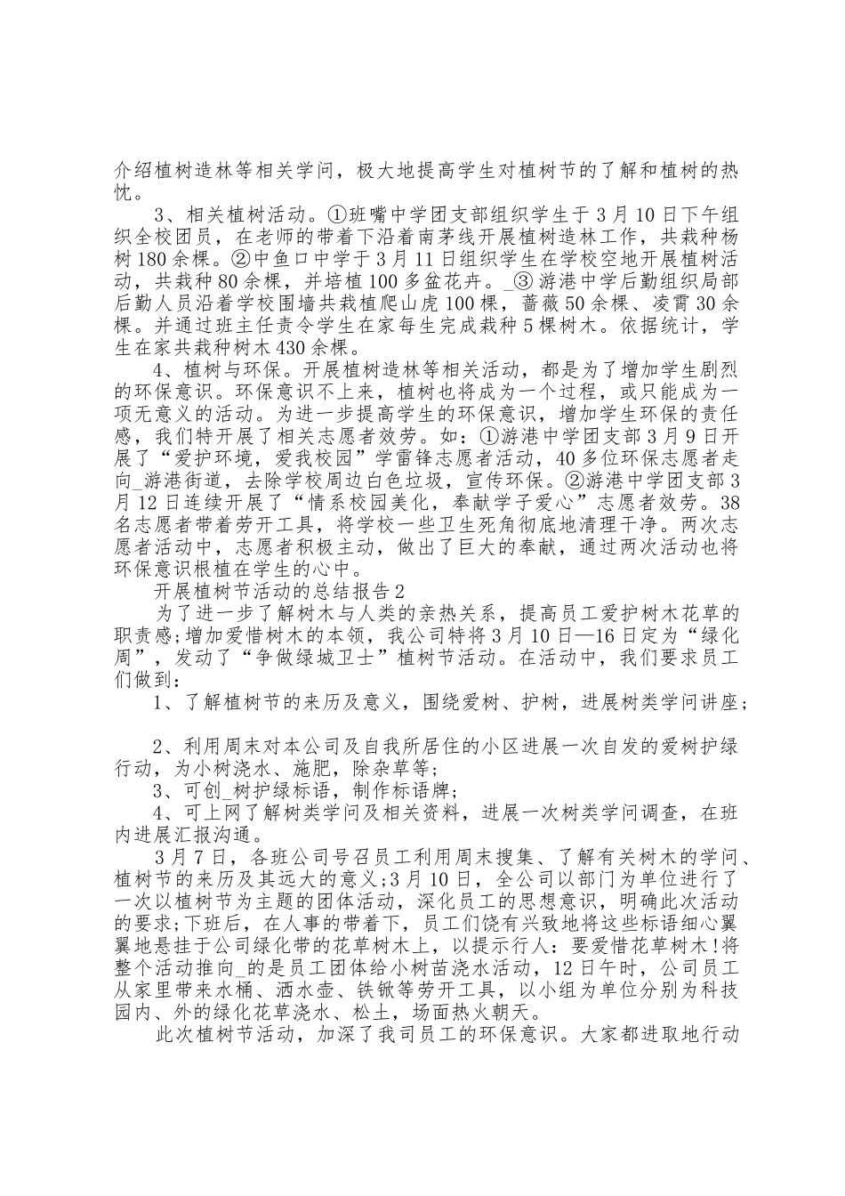 开展植树节活动的总结报告范文5篇_第2页
