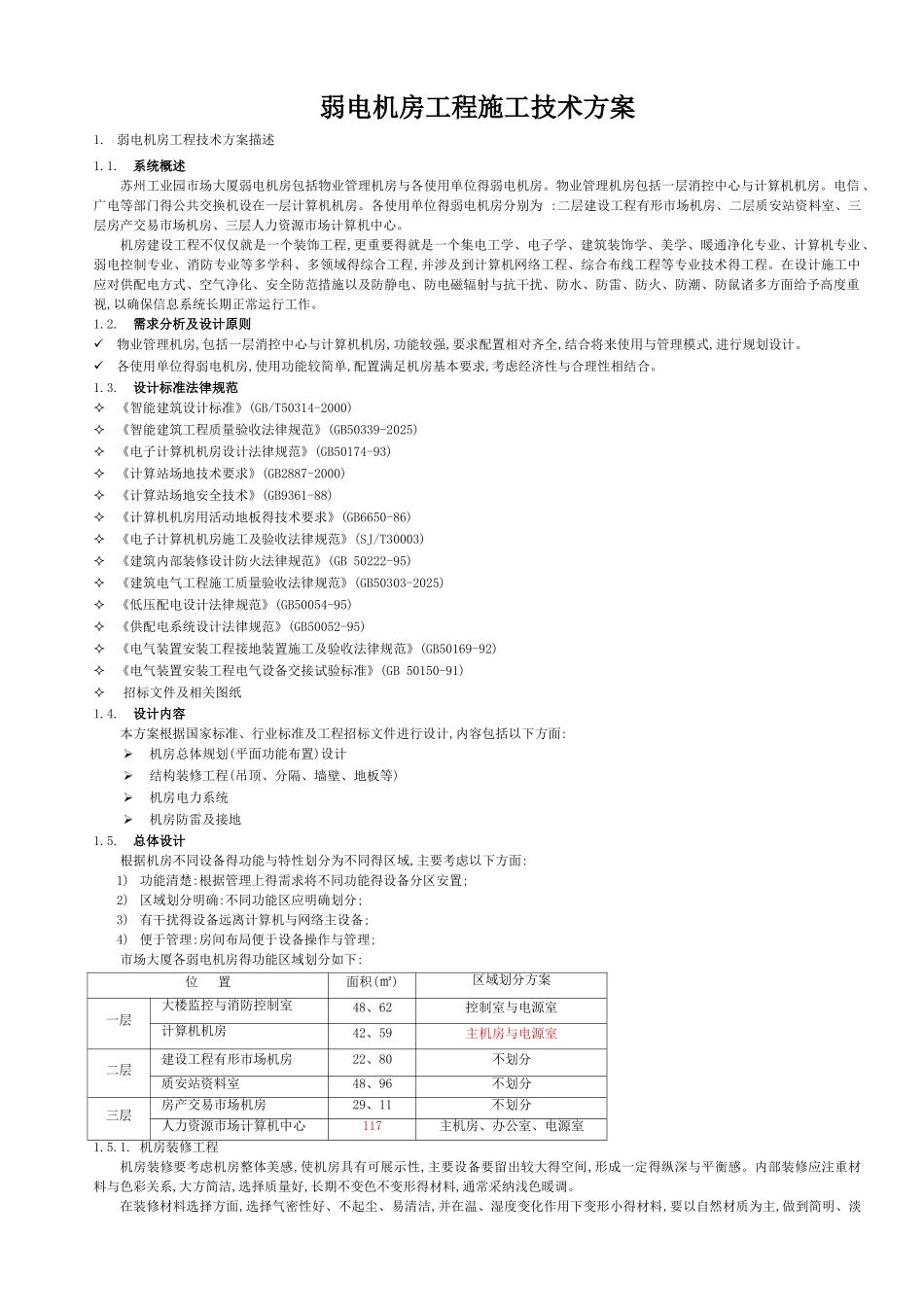 弱电机房工程施工技术方案_第1页