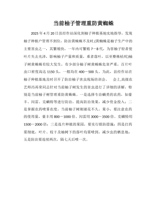 当前柚子管理重防黄蜘蛛