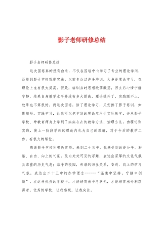 影子教师研修总结