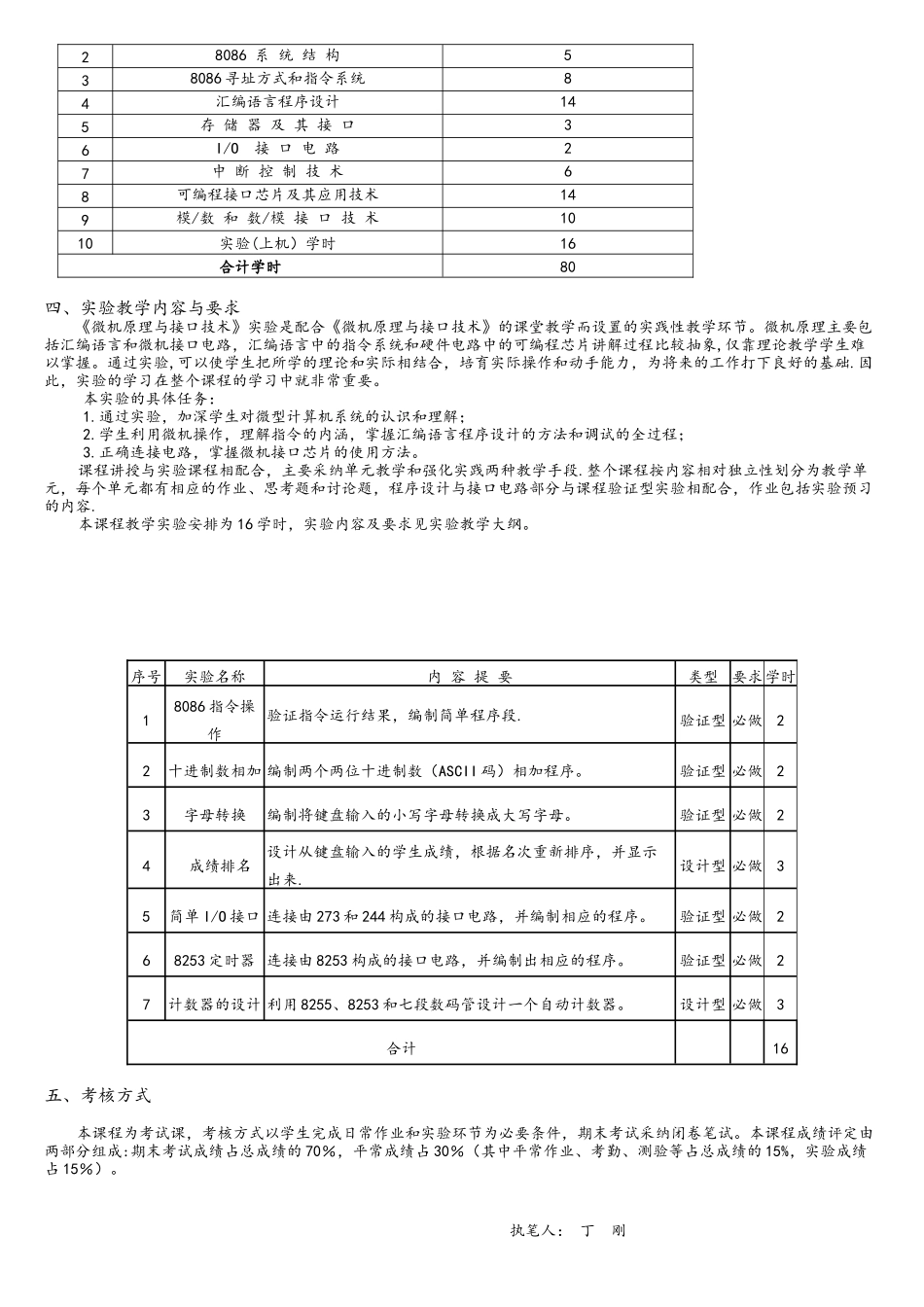 微型计算机原理及应用课程教学大纲_第3页