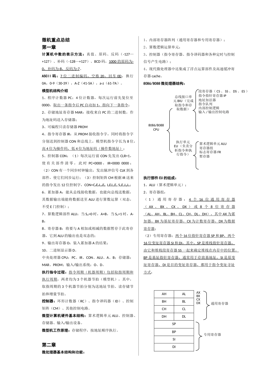 微机原理及接口技术期末复习资料重点归纳_第1页