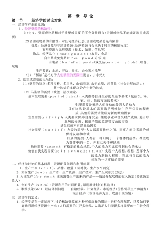 微观经济学复习笔记