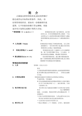 必胜客 管理组排班系统手册