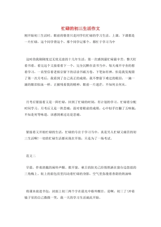 忙碌的初三生活作文