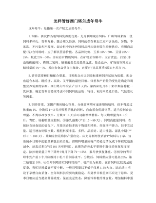 怎样管好西门塔尔成年母牛