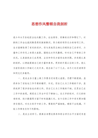 思想作风整顿自我剖析