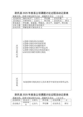 思维可视化研究――记录表