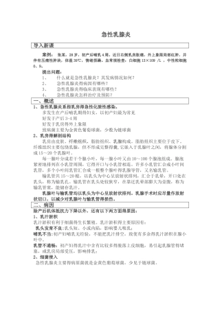 急性乳腺炎教案