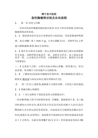 急性胸痛的诊治流程