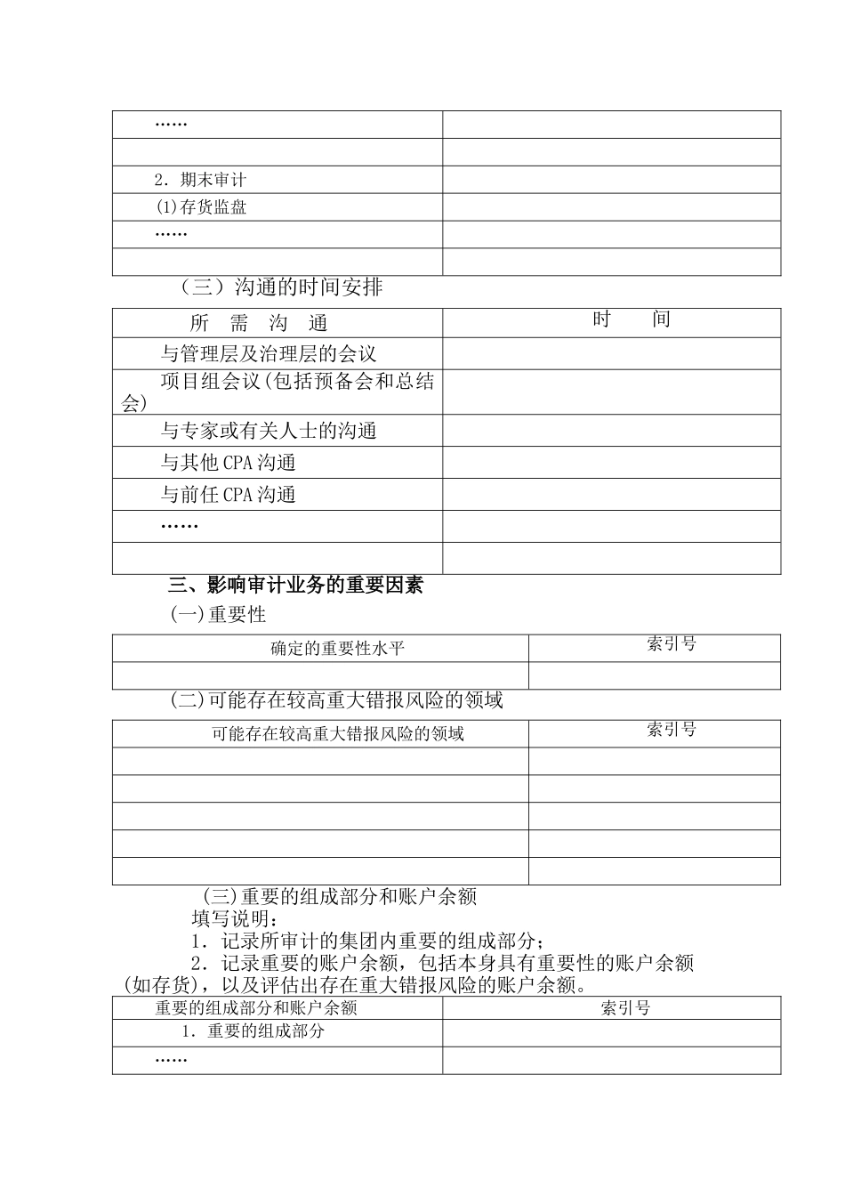 总体审计策略及具体审计计划实物模板_第2页