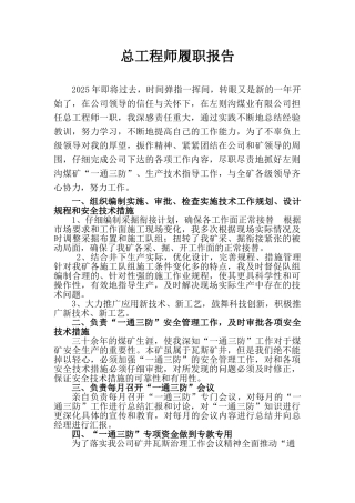 总工程师履职报告