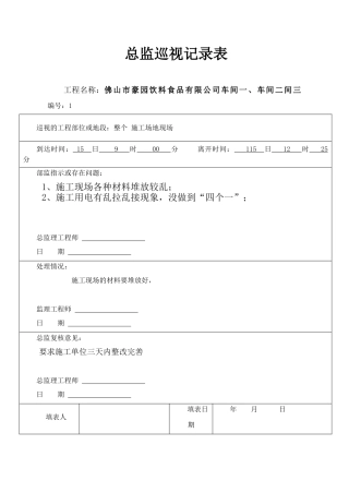 总监巡视记录表