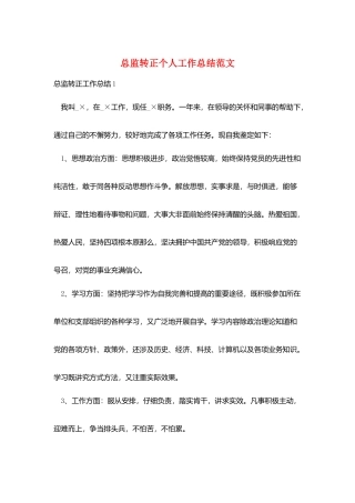 总监转正个人工作总结范文
