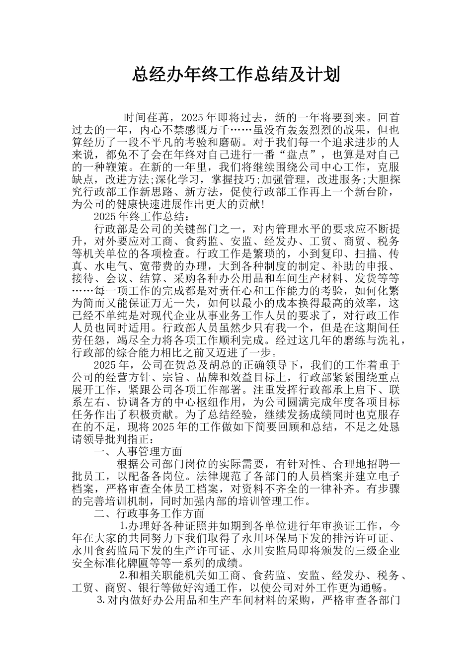 总经办年终工作总结及计划_第1页
