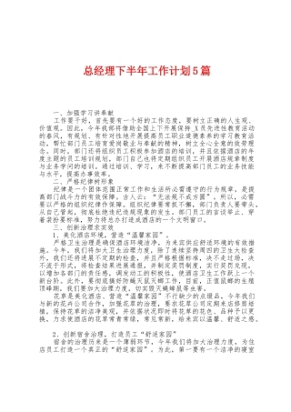 总经理下半年工作计划5篇