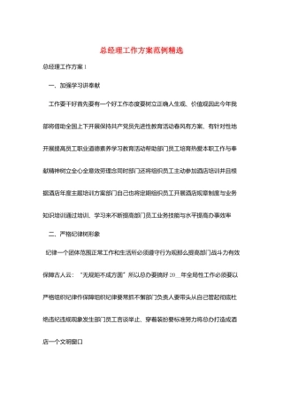 总经理工作计划范例精选