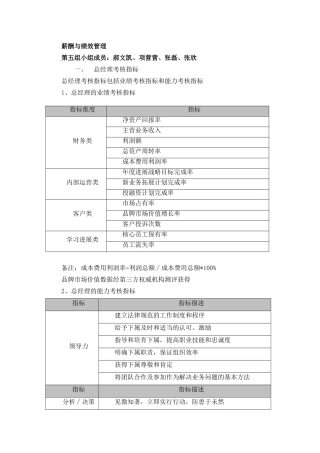 总经理考核指标
