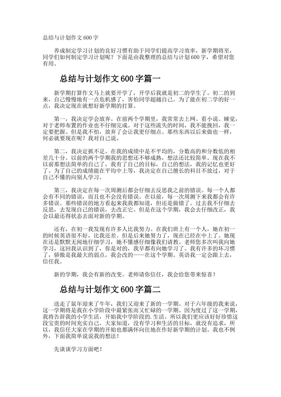 总结与计划作文600字_第1页