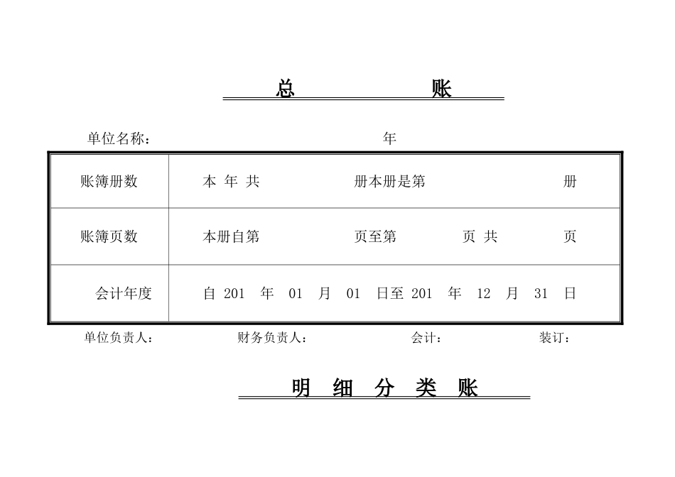 总账、明细账封面_第1页