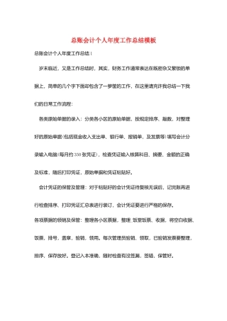 总账会计个人年度工作总结模板