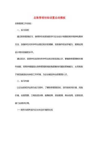 总账管理初始设置总结模板