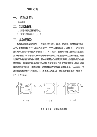 恒压过滤实验报告