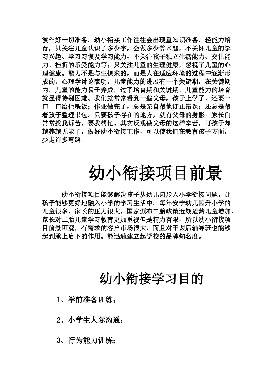 恒石教育幼小衔接项目策划书_第3页