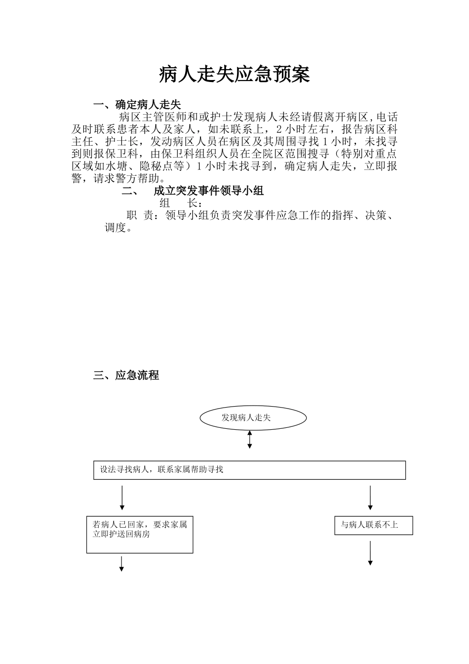 患者走失应急处理预案35204_第1页