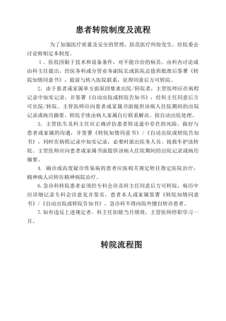 患者转院制度及流程