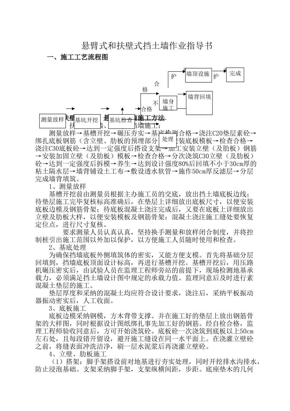 悬臂和扶壁式挡墙施工_第1页