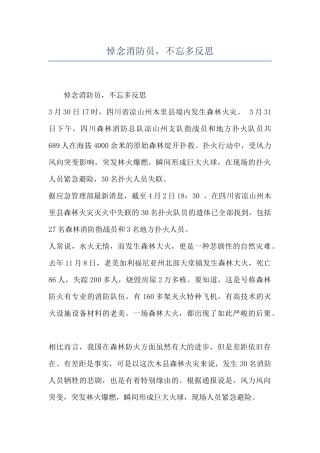 悼念消防员-不忘多反思