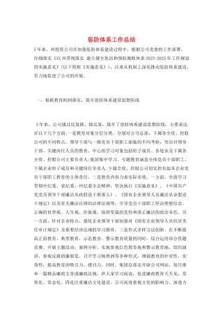 惩防体系工作总结