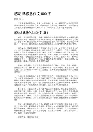 感动或感恩作文800字-