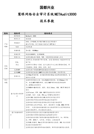 慧眼网络安全审计系统NETAudit3000技术参数