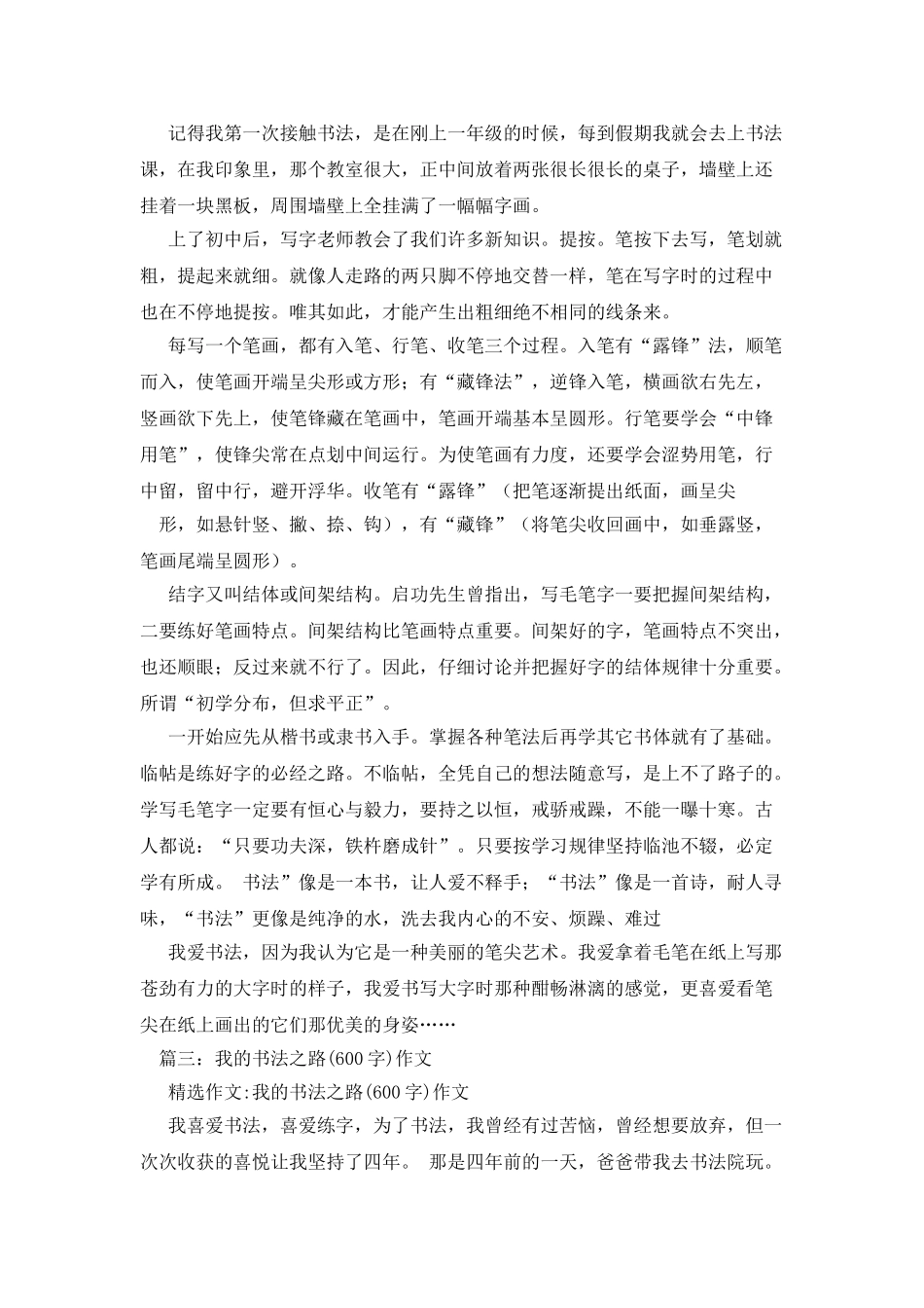 我与书法作文500字_第2页