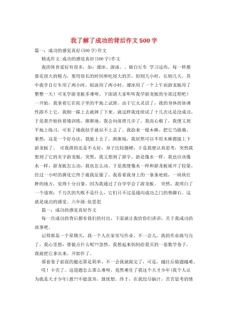 我了解了成功的背后作文500字